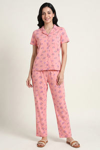 Zivame Farm Lore Knit Cotton Pyjama Set - Murex Shell — thumbnail 2